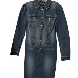 BRAND NEW!! Moda International Dark Blue Denim Button-Front Dress